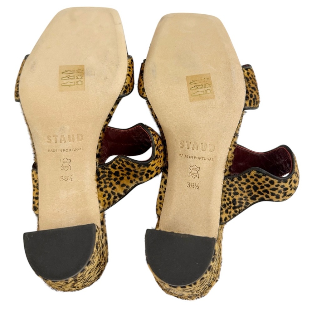 NEW STAUD Frankie Wavy Cheetah Print Calf Hair Block Heel Sandals Sz 8.5 - Picture 13 of 16